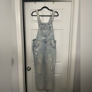 Acid wash denim jumpsuit/overalls